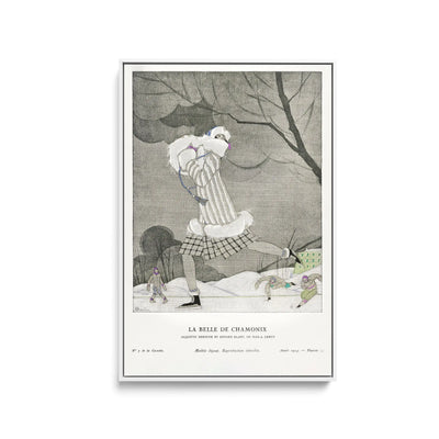 La Belle de Chamonix, ermine and white fox jacket, by Max-A. Leroy (1924) by Charles Martin- Stretched Canvas Print or Framed Fine Art Print I Heart Wall Art Australia 