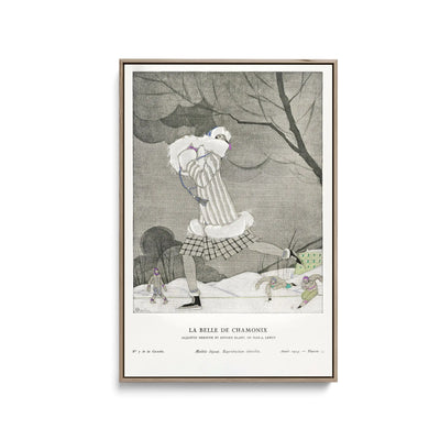 La Belle de Chamonix, ermine and white fox jacket, by Max-A. Leroy (1924) by Charles Martin- Stretched Canvas Print or Framed Fine Art Print I Heart Wall Art Australia 