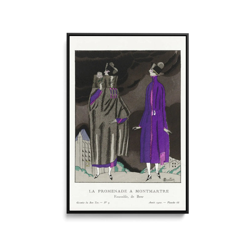 La promenade a Montmartre, Ensemble, de Beer (1920) by Charles Martin - Stretched Canvas Print or Framed Fine Art Print - Artwork I Heart Wall Art Australia 