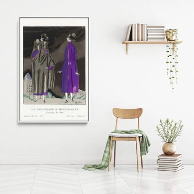 La promenade a Montmartre, Ensemble, de Beer (1920) by Charles Martin - Stretched Canvas Print or Framed Fine Art Print - Artwork I Heart Wall Art Australia 