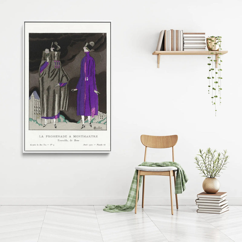 La promenade a Montmartre, Ensemble, de Beer (1920) by Charles Martin - Stretched Canvas Print or Framed Fine Art Print - Artwork I Heart Wall Art Australia 
