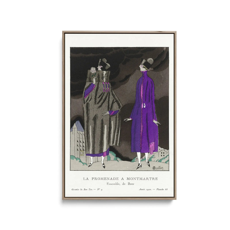 La promenade a Montmartre, Ensemble, de Beer (1920) by Charles Martin - Stretched Canvas Print or Framed Fine Art Print - Artwork I Heart Wall Art Australia 