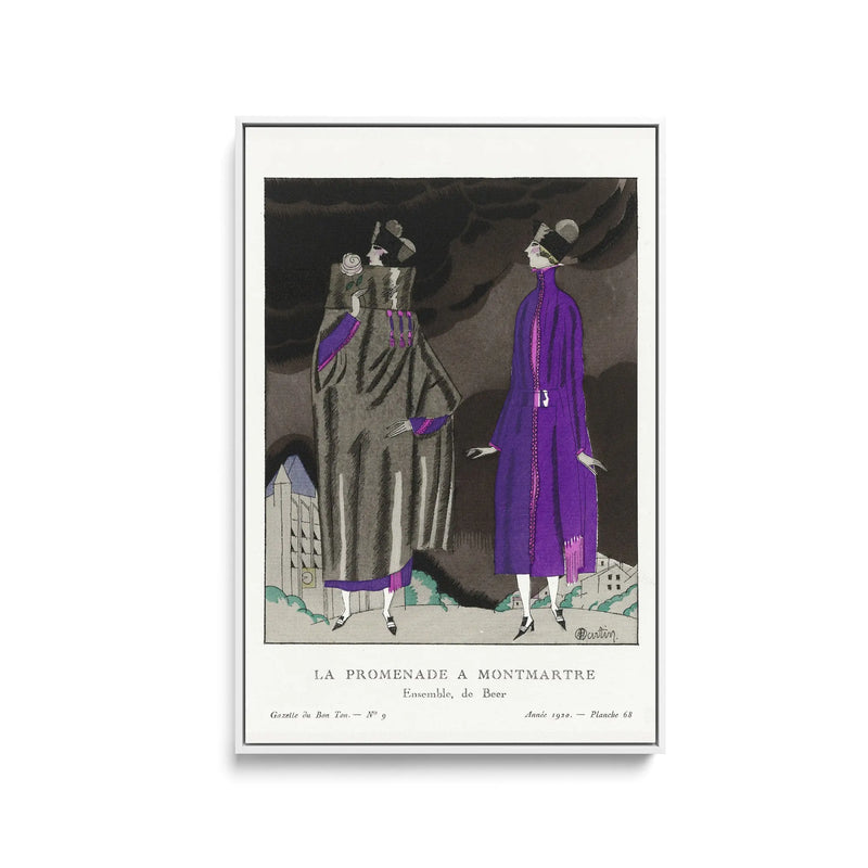 La promenade a Montmartre, Ensemble, de Beer (1920) by Charles Martin - Stretched Canvas Print or Framed Fine Art Print - Artwork I Heart Wall Art Australia 