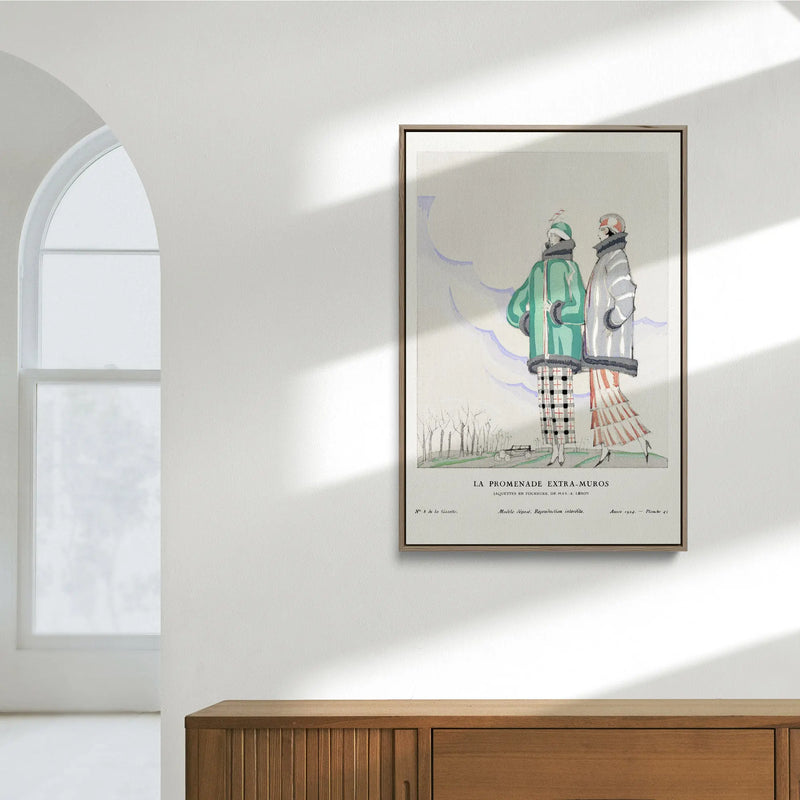 La promenade extra–muros, Jaquettes en fourrure, de Max - A. Leroy (1924)  by Charles Martin- Stretched Canvas Print or Framed Fine Art Print I Heart Wall Art Australia 