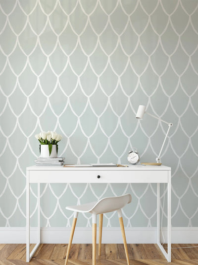 Lace Wallpaper In Blue/Grey Tones - Blue/Grey White Removable Peel and Stick or Soak and Stick Wallpaper I Heart Wall Art Australia 