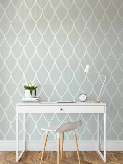 Lace Wallpaper In Blue/Grey Tones - Blue/Grey White Removable Peel and Stick or Soak and Stick Wallpaper I Heart Wall Art Australia 