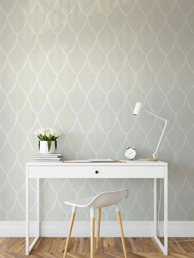 Lace Wallpaper In Cream Tones - Cream and White Palm Tree Removable Peel and Stick or Soak and Stick Wallpaper I Heart Wall Art Australia 