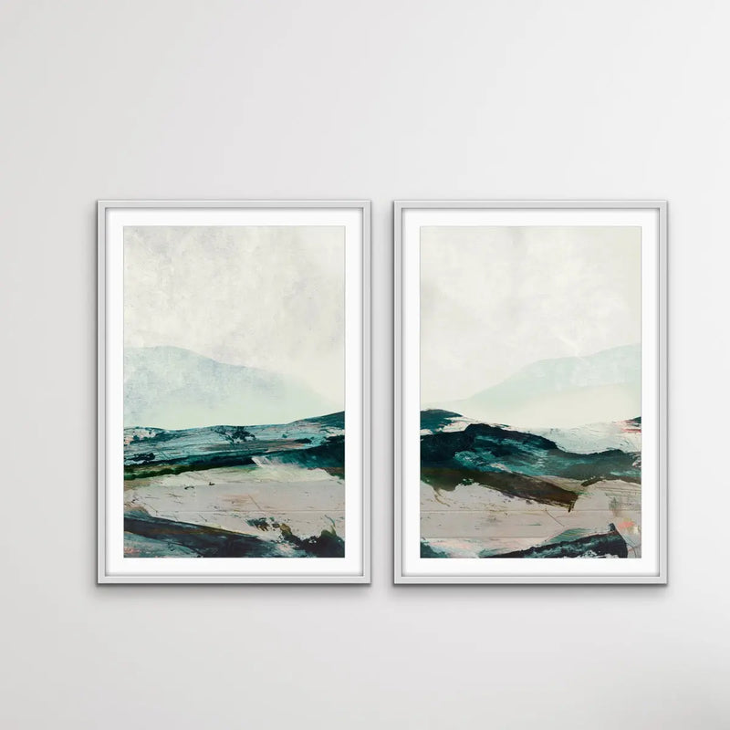 Land Ahoy - Two Piece Abstract Landcape Print Set by Dan Hobday Diptych - I Heart Wall Art