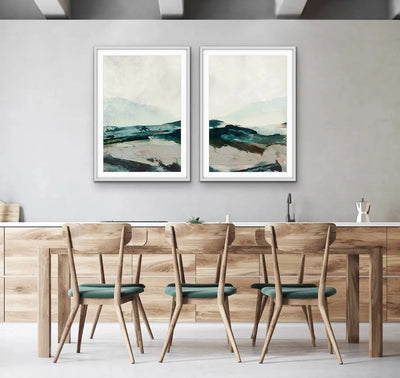 Land Ahoy - Two Piece Abstract Landcape Print Set by Dan Hobday Diptych I Heart Wall Art Australia 