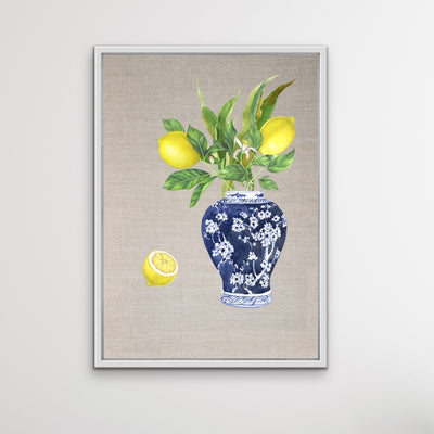 Lemon Still Life - Lemon Chinoiserie Art Print and Canvas Print - I Heart Wall Art
