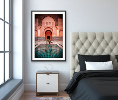 Leopard Loose In Marrakesh - Print of Leopard Next To Moroccan Style Pool - I Heart Wall Art