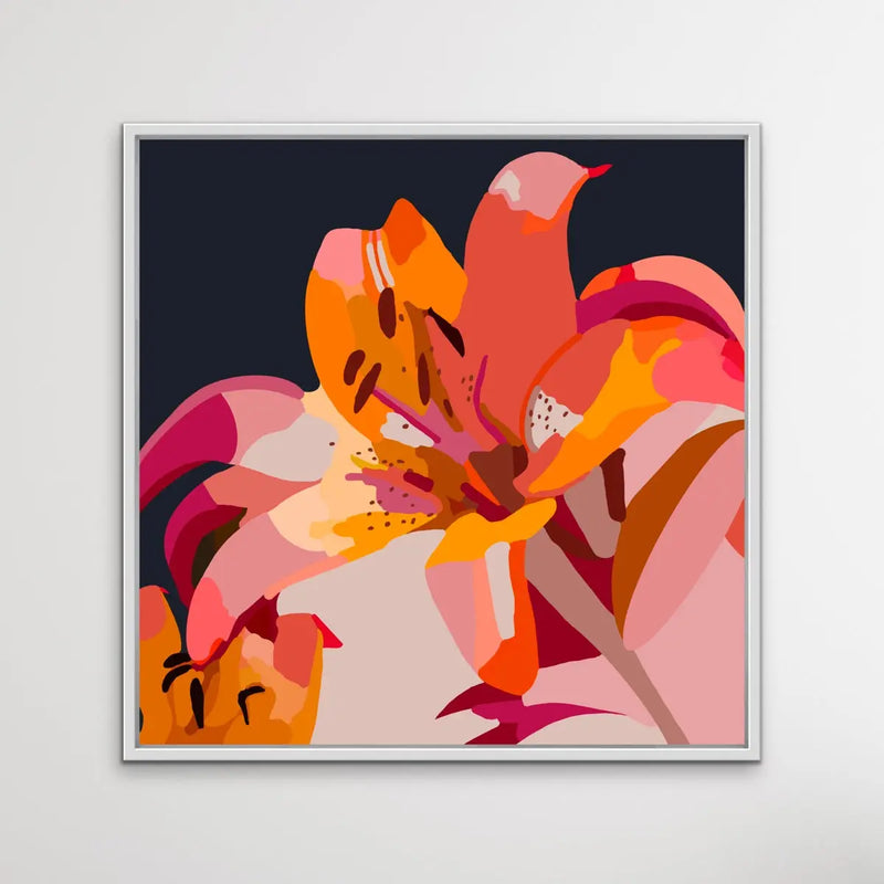 Lily - Bright Colourful Pink and Orange Lily Floral Print I Heart Wall Art Australia 