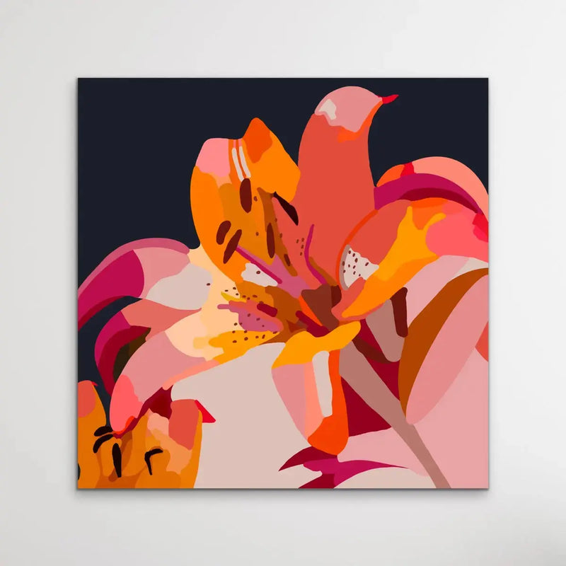 Lily - Bright Colourful Pink and Orange Lily Floral Print I Heart Wall Art Australia 