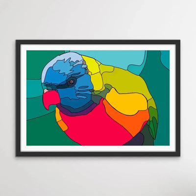 Lorikeet Lines - Colourful Contemporary Lorikeet Print - I Heart Wall Art