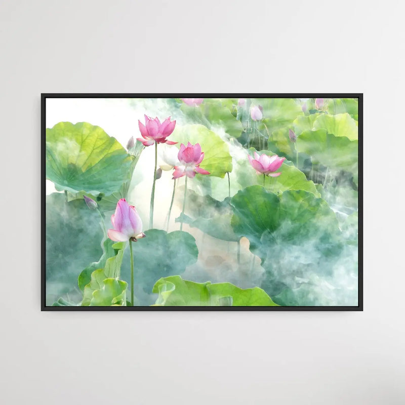 Lotus Summer - Pink Flower with Leaves Wall Art I Heart Wall Art Australia 