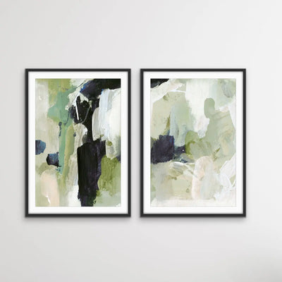 Lush- Two Piece Abstract Green Print Set by Dan Hobday Diptych - I Heart Wall Art