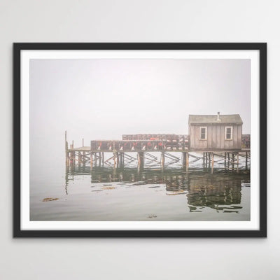 Maine Fishing Shack In The Mist - Hamptons and Coastal Style Photographic Print - I Heart Wall Art