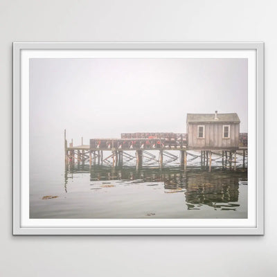 Maine Fishing Shack In The Mist - Hamptons and Coastal Style Photographic Print - I Heart Wall Art