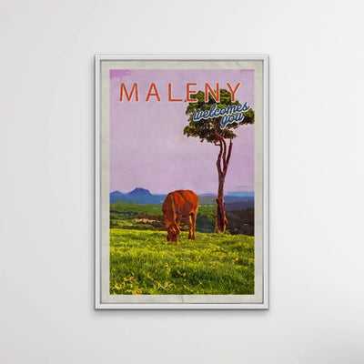 Maleny Welcomes You - Vintage Style Travel Print of Maleny Queensland on Canvas or Paper - I Heart Wall Art