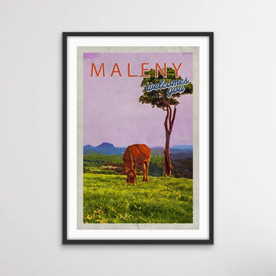 Maleny Welcomes You - Vintage Style Travel Print of Maleny Queensland on Canvas or Paper - I Heart Wall Art
