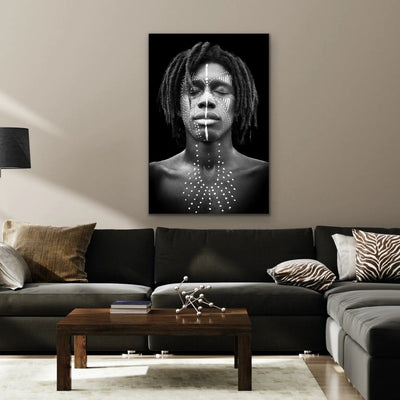 Man- Black and White African Man Photographic Wall Art Print - I Heart Wall Art