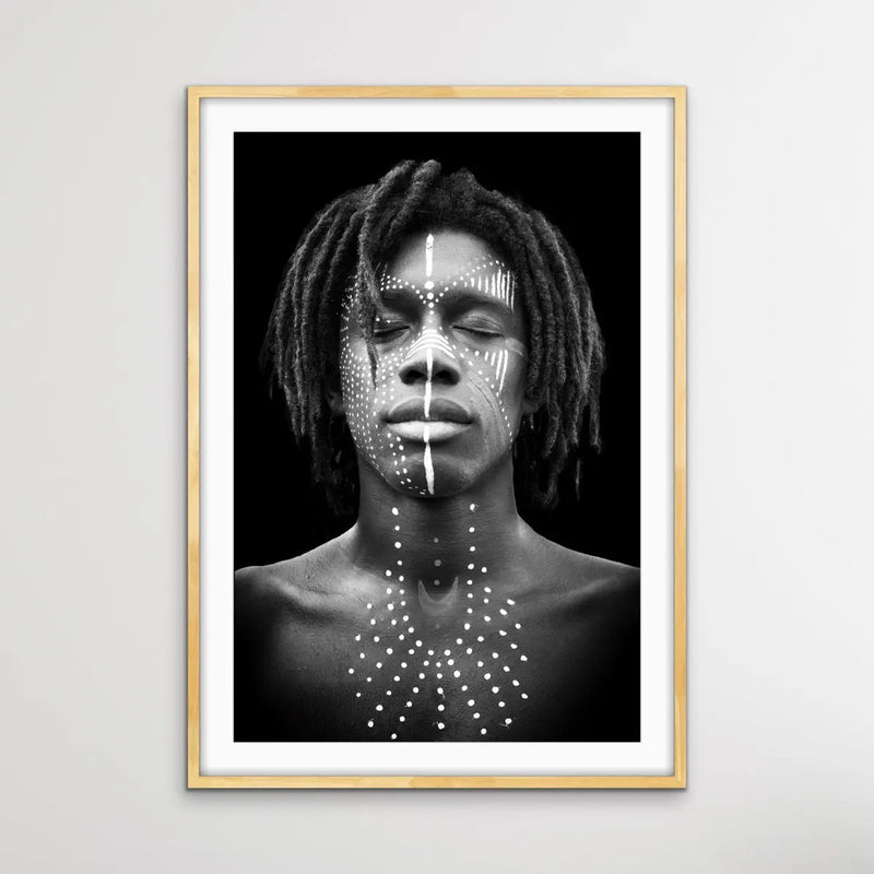 Man- Black and White African Man Photographic Wall Art Print - I Heart Wall Art