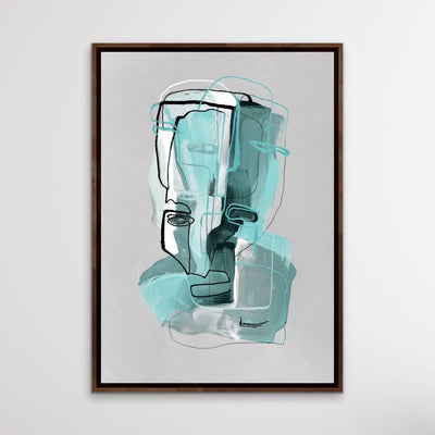 Many Faced in Turquoise - Colourful Line Drawing Illustration by Natalia Brovchenko Available as a Canvas or Paper Print I Heart Wall Art Australia 