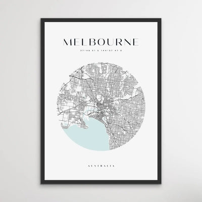 Melbourne City Map - Heart, Square Or Round City Map I Heart Wall Art 