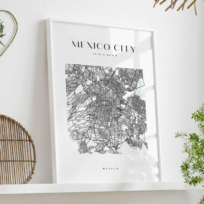 Mexico City Map - Heart, Square Or Round City Map I Heart Wall Art 