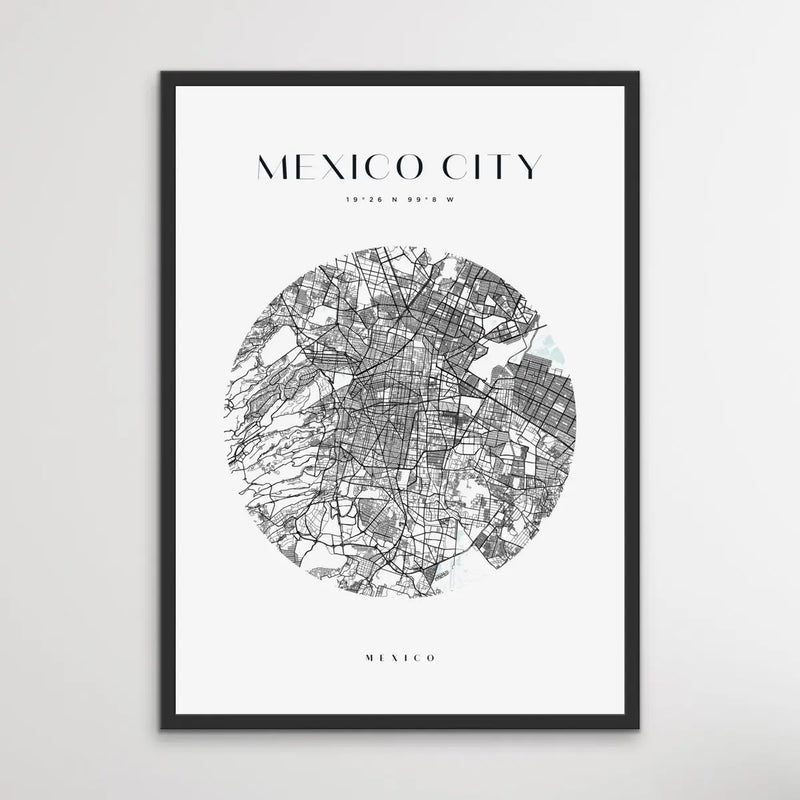 Mexico City Map - Heart, Square Or Round City Map I Heart Wall Art 