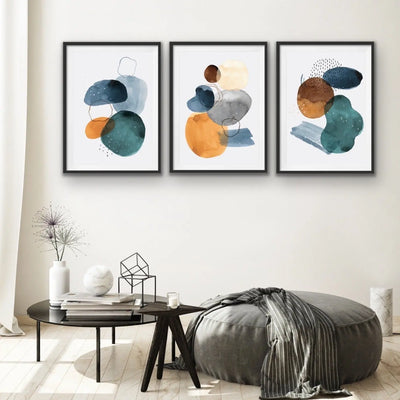 Modern Dreams - Three Piece Geometric Painted Wall Art Print s Triptych I Heart Wall Art Australia 