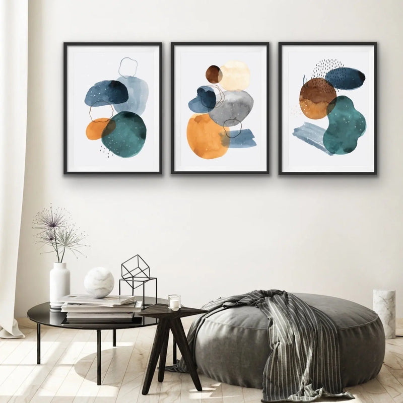 Modern Dreams - Three Piece Geometric Painted Wall Art Print s Triptych I Heart Wall Art Australia 