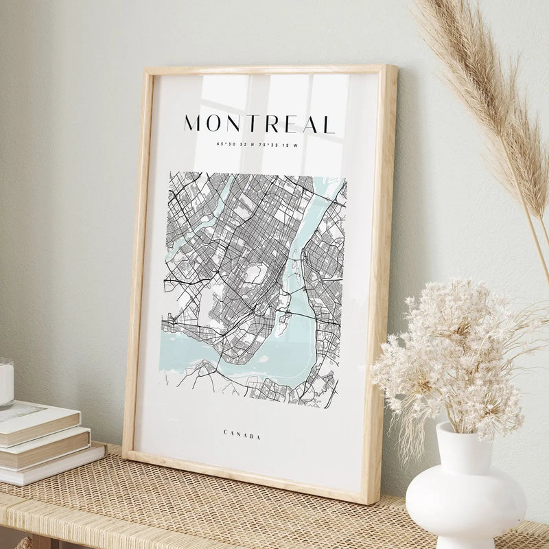 Montreal City Map - Heart, Square Or Round City Map I Heart Wall Art 