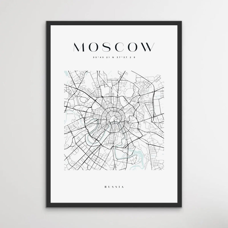 Moscow City Map - Heart, Square Or Round City Map I Heart Wall Art 