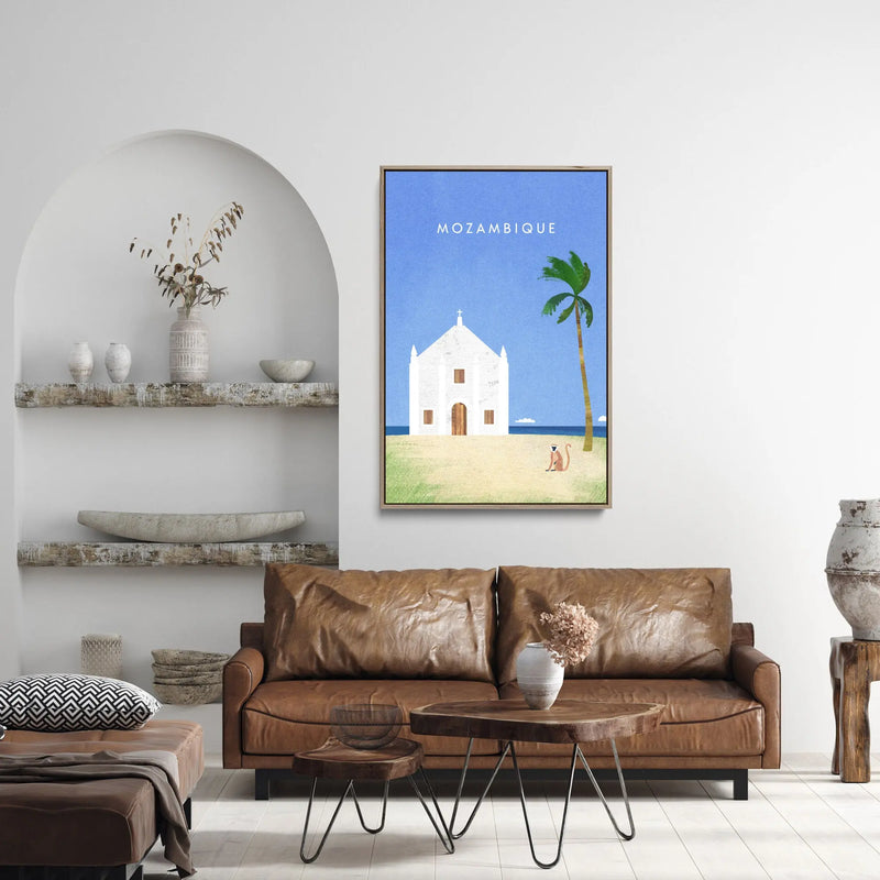 Mozambique by Henry Rivers - Stretched Canvas Print or Framed Fine Art Print - Artwork- Vintage Inspired Travel Poster I Heart Wall Art Australia 