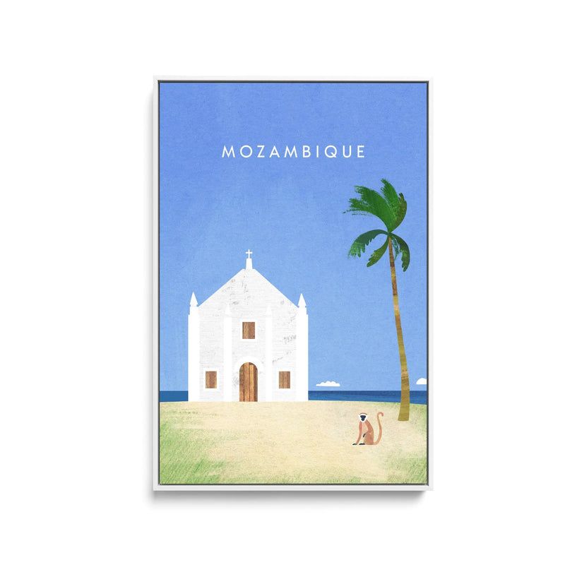 Mozambique by Henry Rivers - Stretched Canvas Print or Framed Fine Art Print - Artwork- Vintage Inspired Travel Poster I Heart Wall Art Australia 