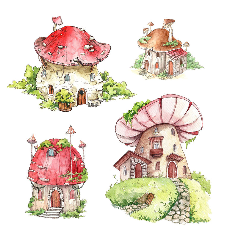 Mushroom Valley - Four Piece Mushroom Toadstool Fairy Home Decal Set I Heart Wall Art Australia 