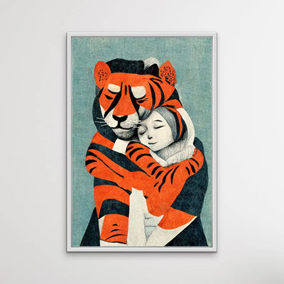 My Tiger And Me - Colourful Jungle Cheetah Illustration by TreeChild Available as a Canvas or Paper Print I Heart Wall Art Australia 