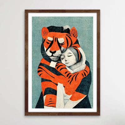 My Tiger And Me - Colourful Jungle Cheetah Illustration by TreeChild Available as a Canvas or Paper Print I Heart Wall Art Australia 