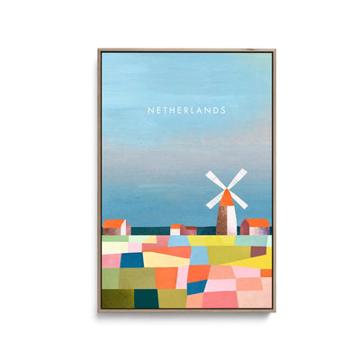 Netherlands by Henry Rivers - Stretched Canvas Print or Framed Fine Art Print - Artwork- Vintage Inspired Travel Poster I Heart Wall Art Australia 