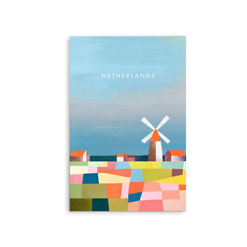 Netherlands by Henry Rivers - Stretched Canvas Print or Framed Fine Art Print - Artwork- Vintage Inspired Travel Poster I Heart Wall Art Australia 