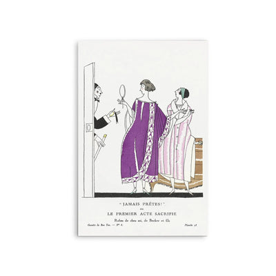 Never ready! or The first act sacrifices, home dresses, by Becker and son (1920) by Charles Martin - Stretched Canvas Print or Framed Fine Art Print - Artwork I Heart Wall Art Australia 