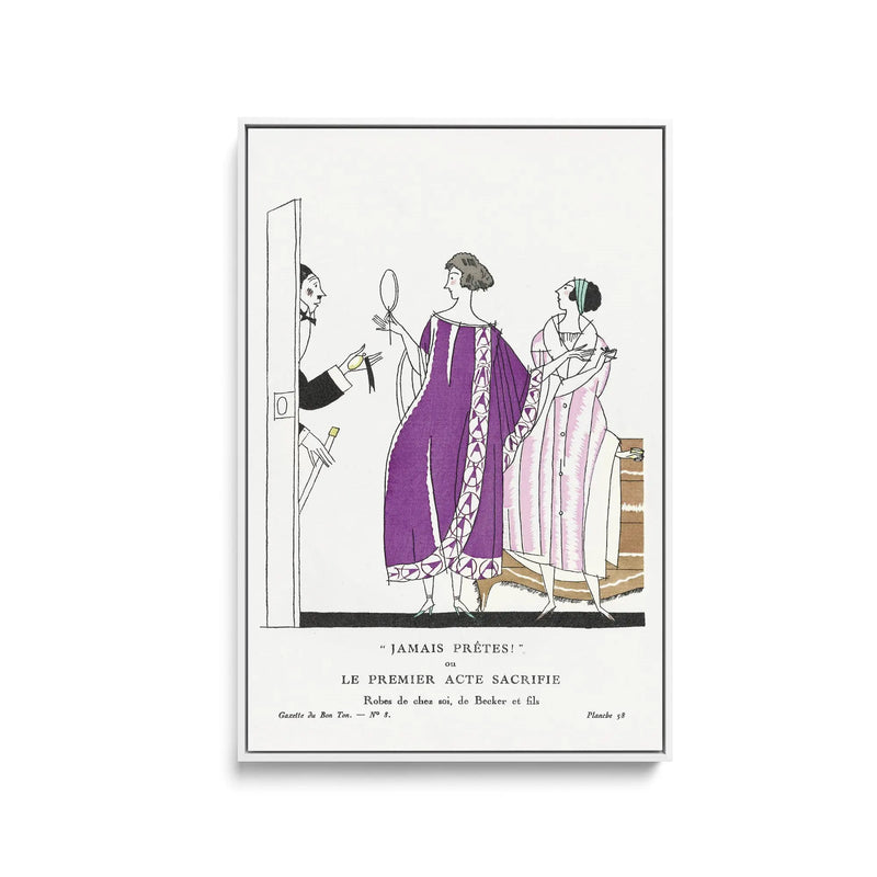 Never ready! or The first act sacrifices, home dresses, by Becker and son (1920) by Charles Martin - Stretched Canvas Print or Framed Fine Art Print - Artwork I Heart Wall Art Australia 