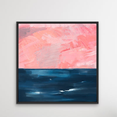 New Horizons - Abstract Pink and Blue Ocean Canvas Art Print - I Heart Wall Art