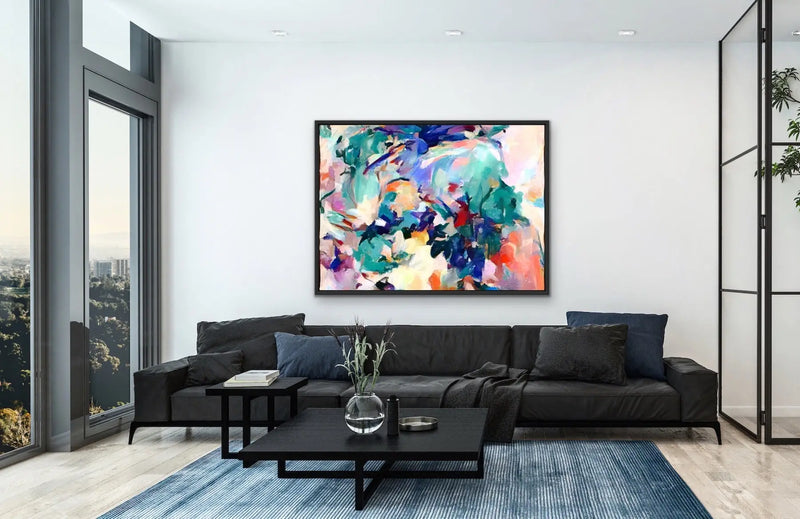 New Years Eve - Colourful Abstract Pink Blue Artwork Canvas Print by Edie Fogarty - I Heart Wall Art