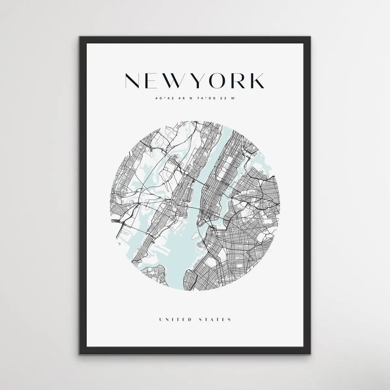 New York City Map - Heart, Square Or Round City Map I Heart Wall Art 