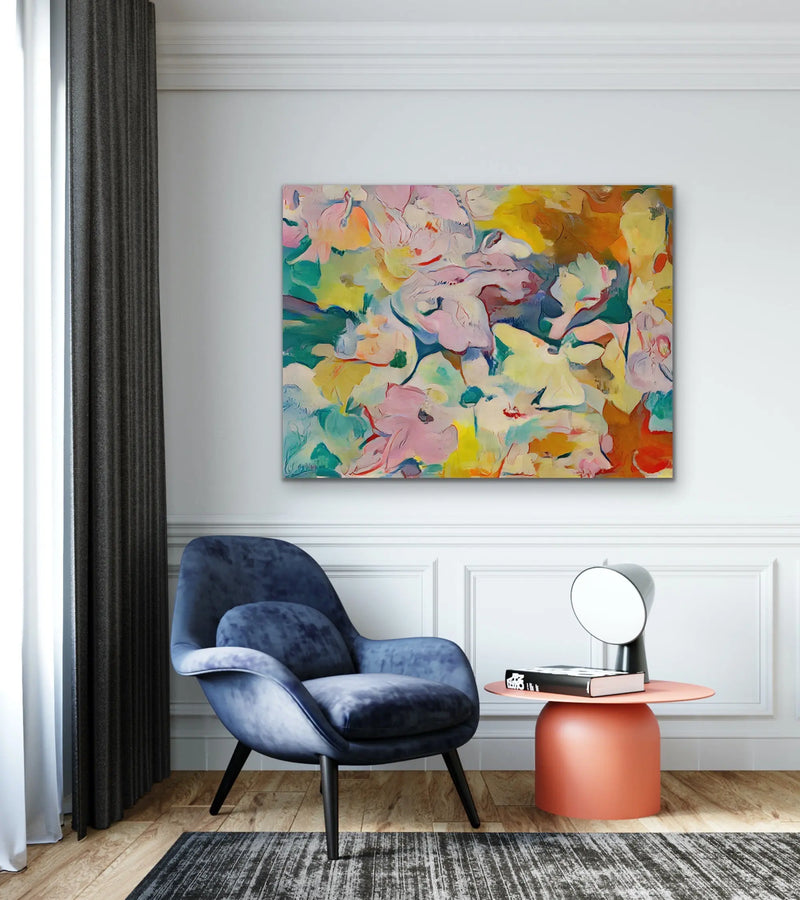 Nights In The Summer Garden - Traditional Style Colourful Abstract Floral Print Inspired by Matisse - I Heart Wall Art