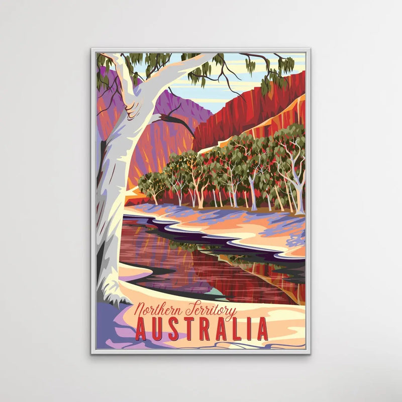 Northern Territory - Vintage-Style Northern Territory Australia Travel Print on Paper Or Canvas I Heart Wall Art Australia 