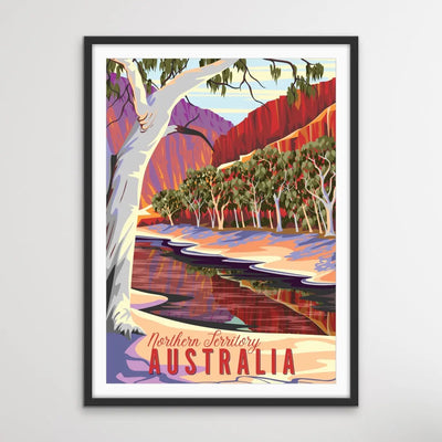 Northern Territory - Vintage-Style Northern Territory Australia Travel Print on Paper Or Canvas I Heart Wall Art Australia 
