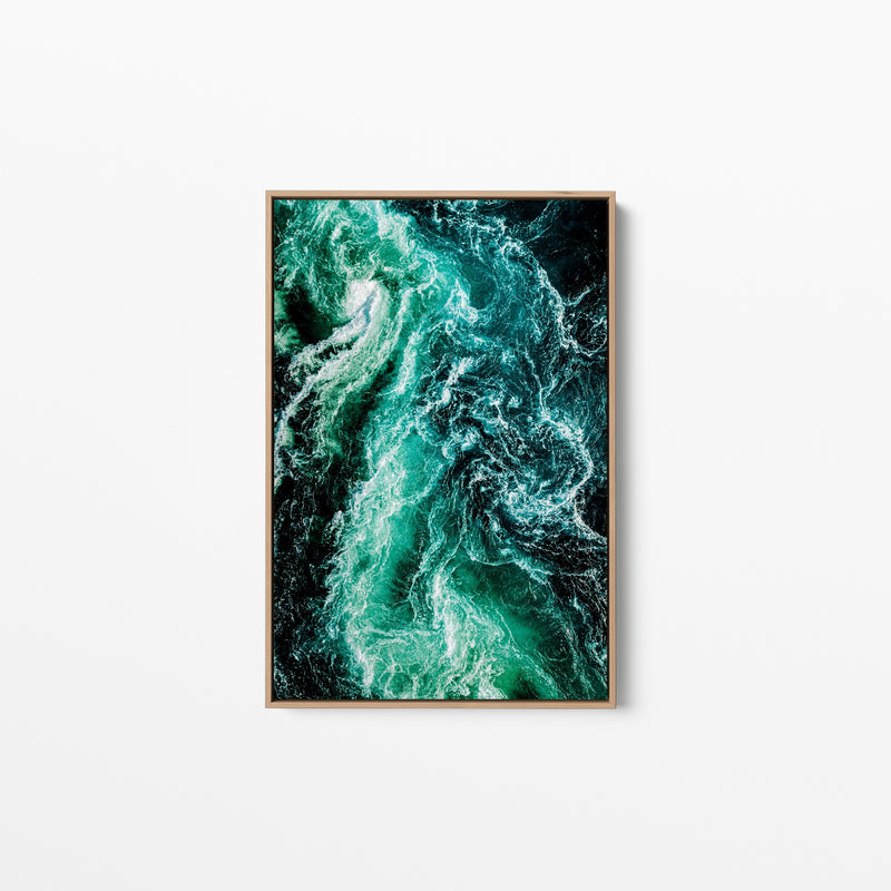 Ocean Wake - Green Turquoise Ocean Aerial Art Print Stretched Canvas Wall Art - I Heart Wall Art